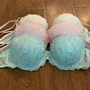 3 PINK blaconette push-up bras 32D